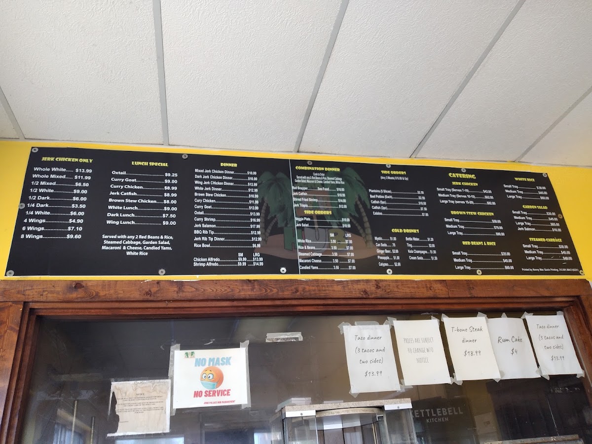Jerk Palace Hub Int. menu board