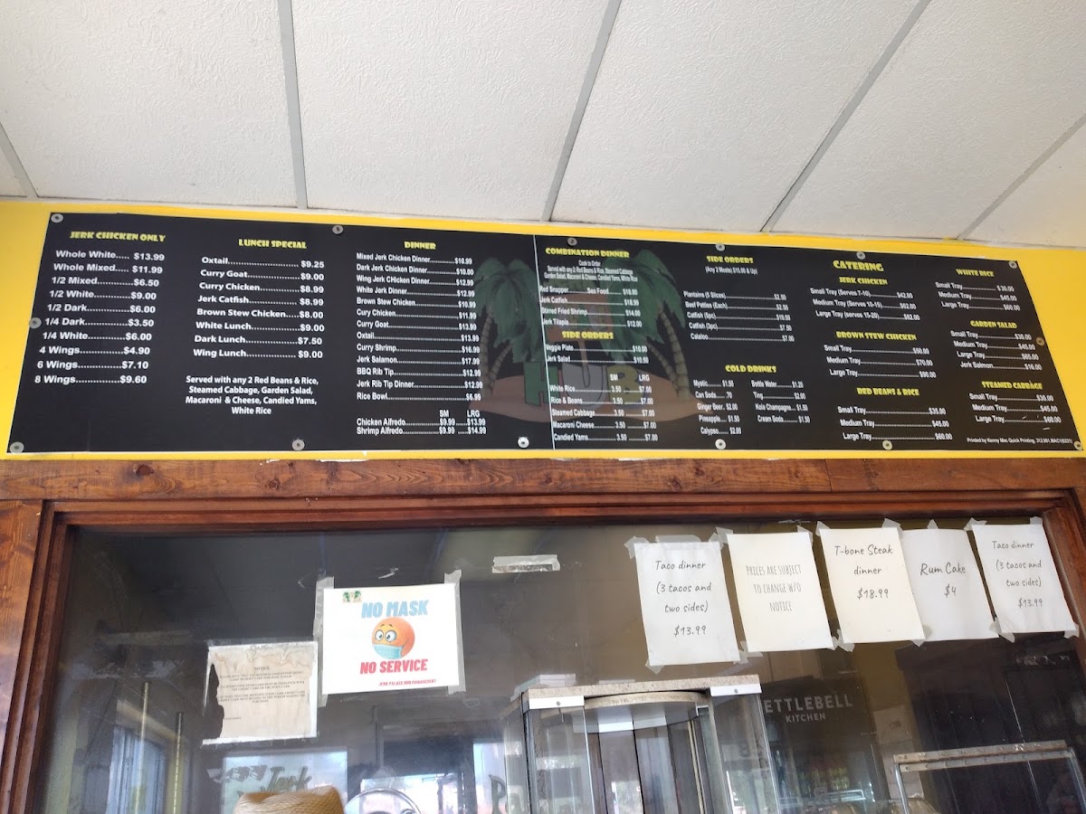 Jerk Palace Hub Int. menu board