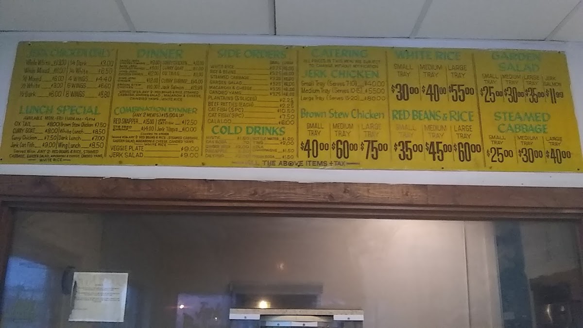 Jerk Palace Hub Int. menu board