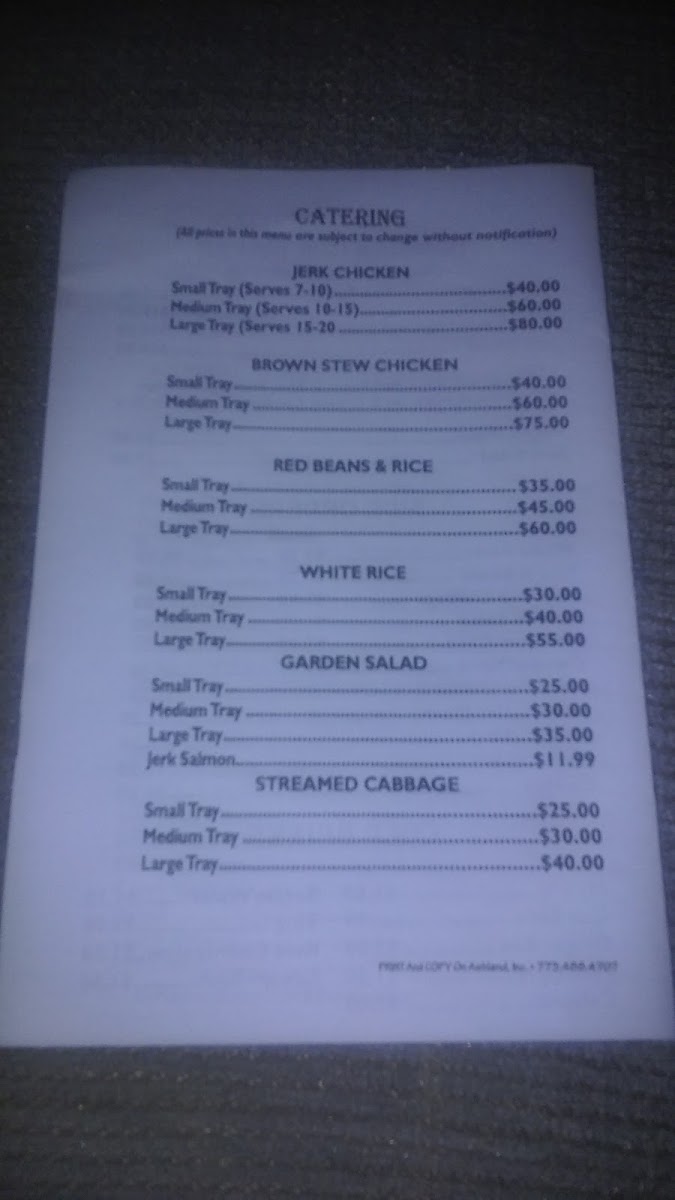 Jerk Palace Hub Int. menu board