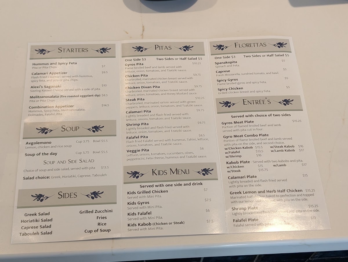 NUPA - Mediterranean Grill menu board