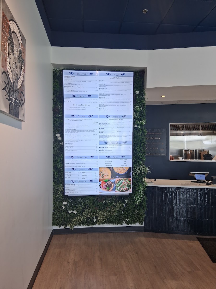 NUPA - Mediterranean Grill menu board