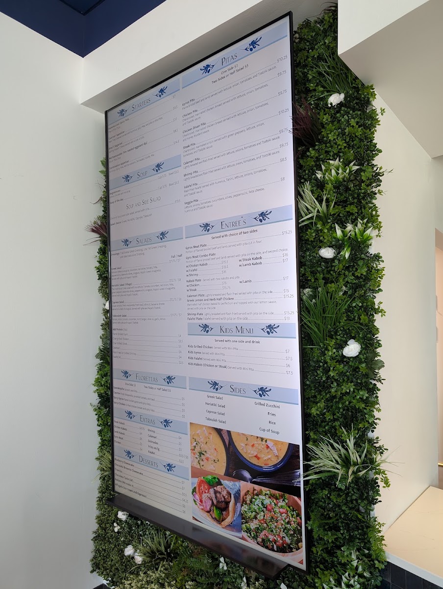 NUPA - Mediterranean Grill menu board