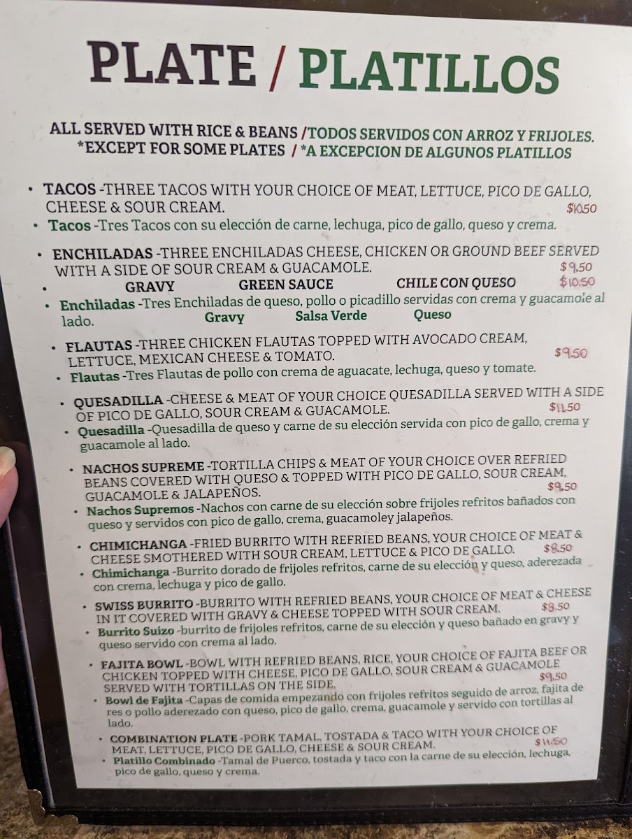 Taco Express menu board