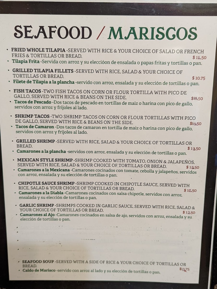 Taco Express menu board