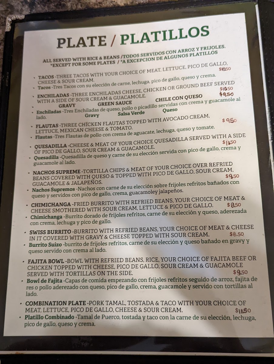 Taco Express menu board