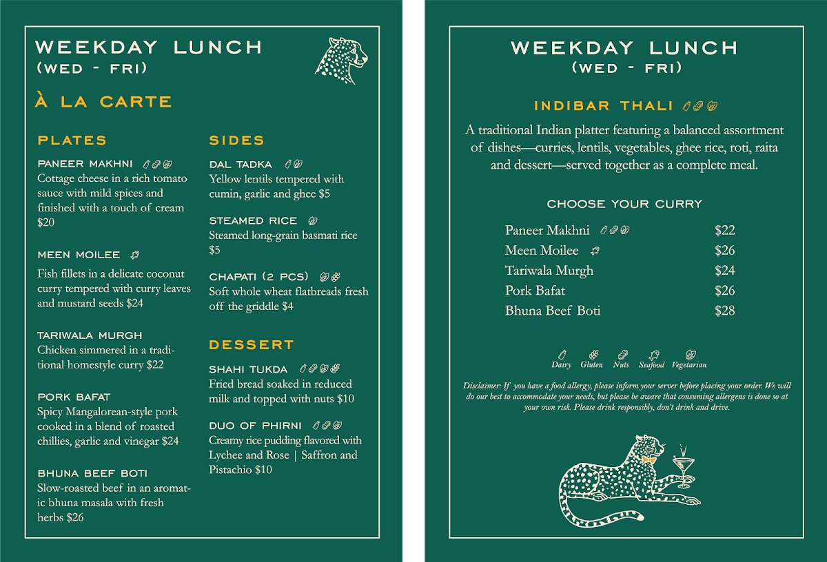 INDIBAR menu board