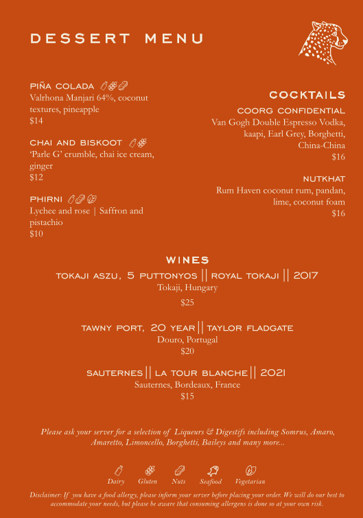 INDIBAR menu board