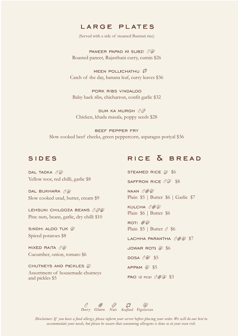 INDIBAR menu board