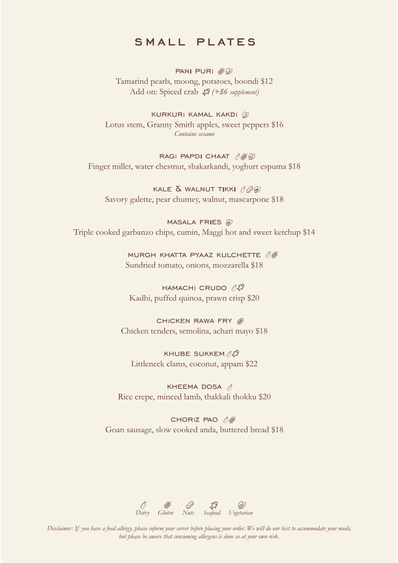 INDIBAR menu board