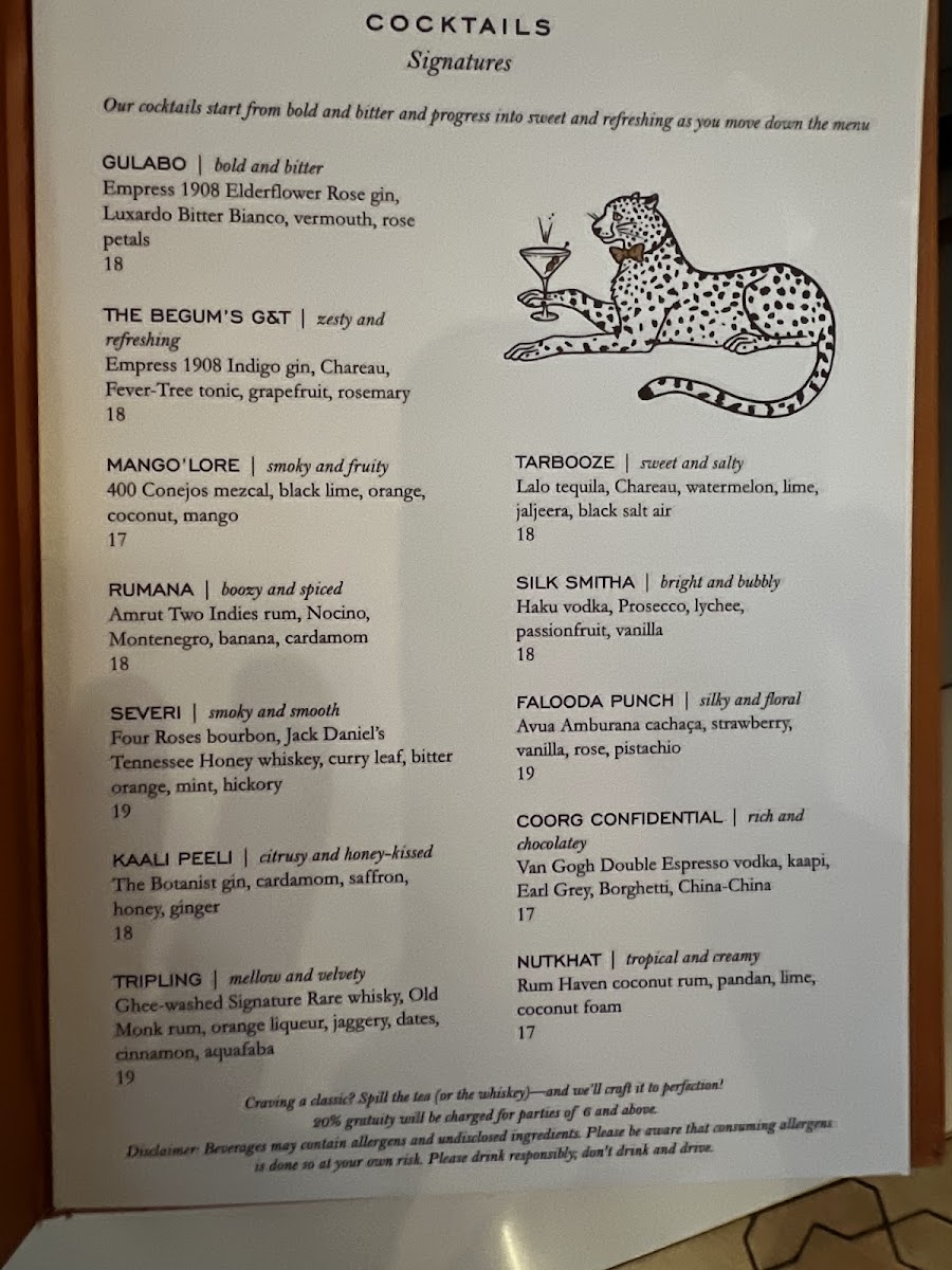 INDIBAR menu board