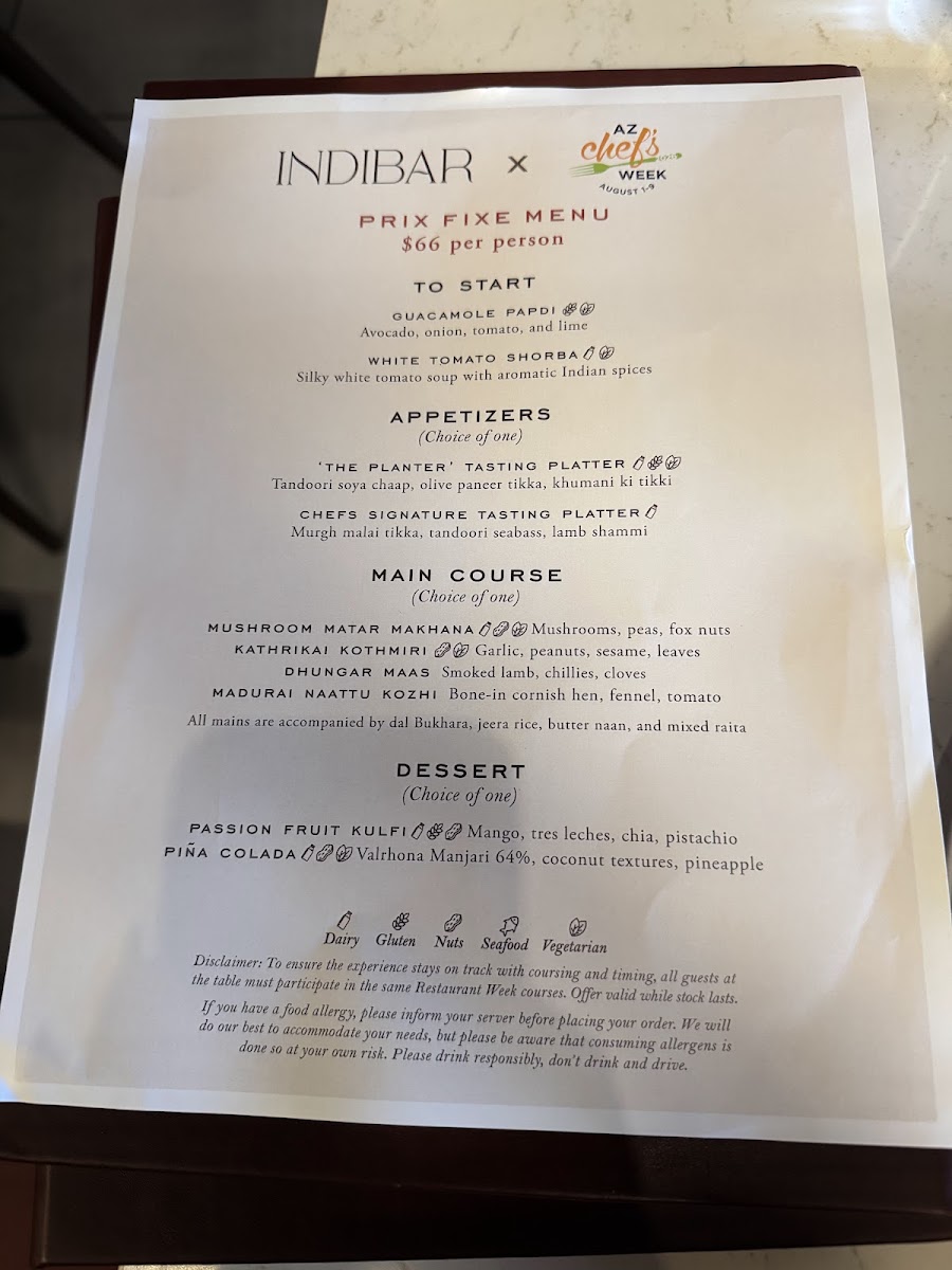 INDIBAR menu board