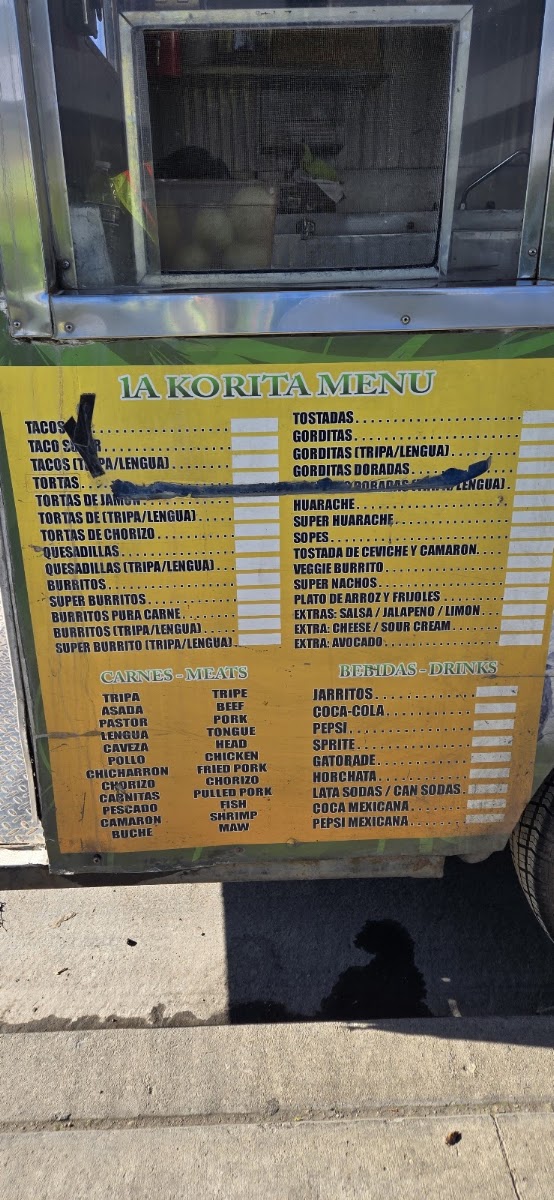 La Korita menu board