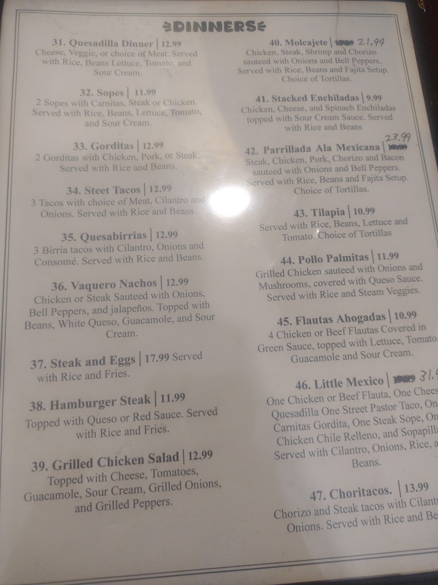 Las Palmas Cosina menu board