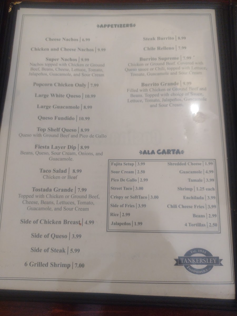 Las Palmas Cosina menu board