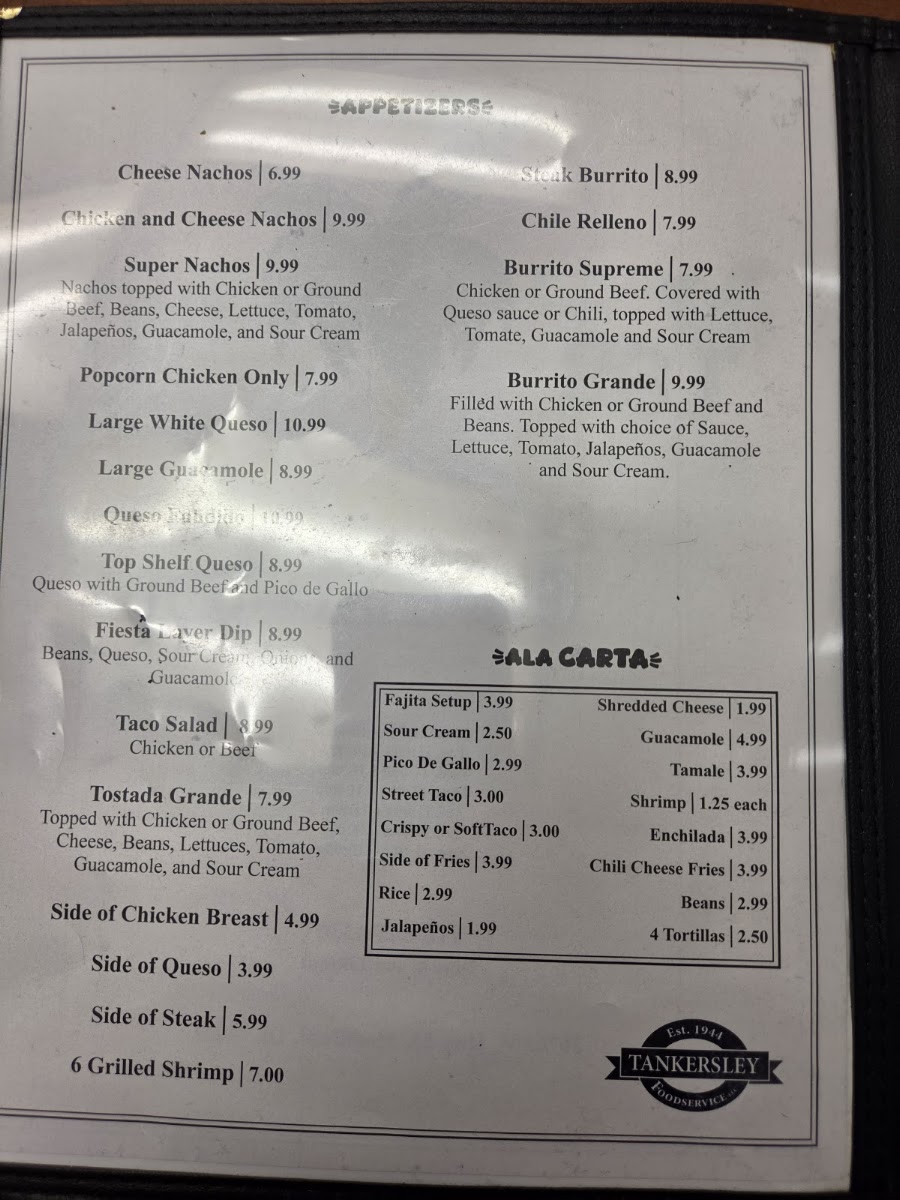 Las Palmas Cosina menu board