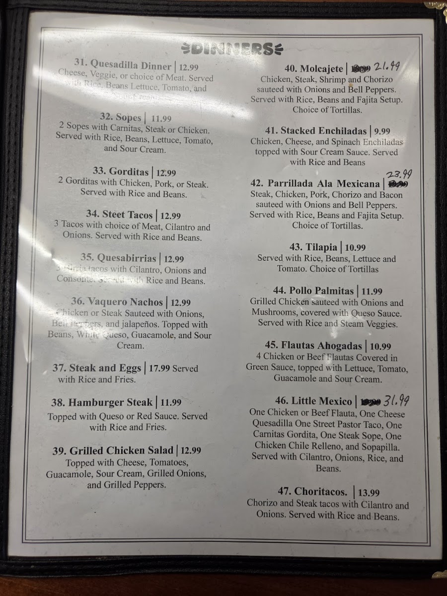Las Palmas Cosina menu board