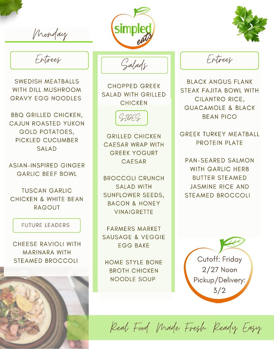 Simpled Eats LLC menu board