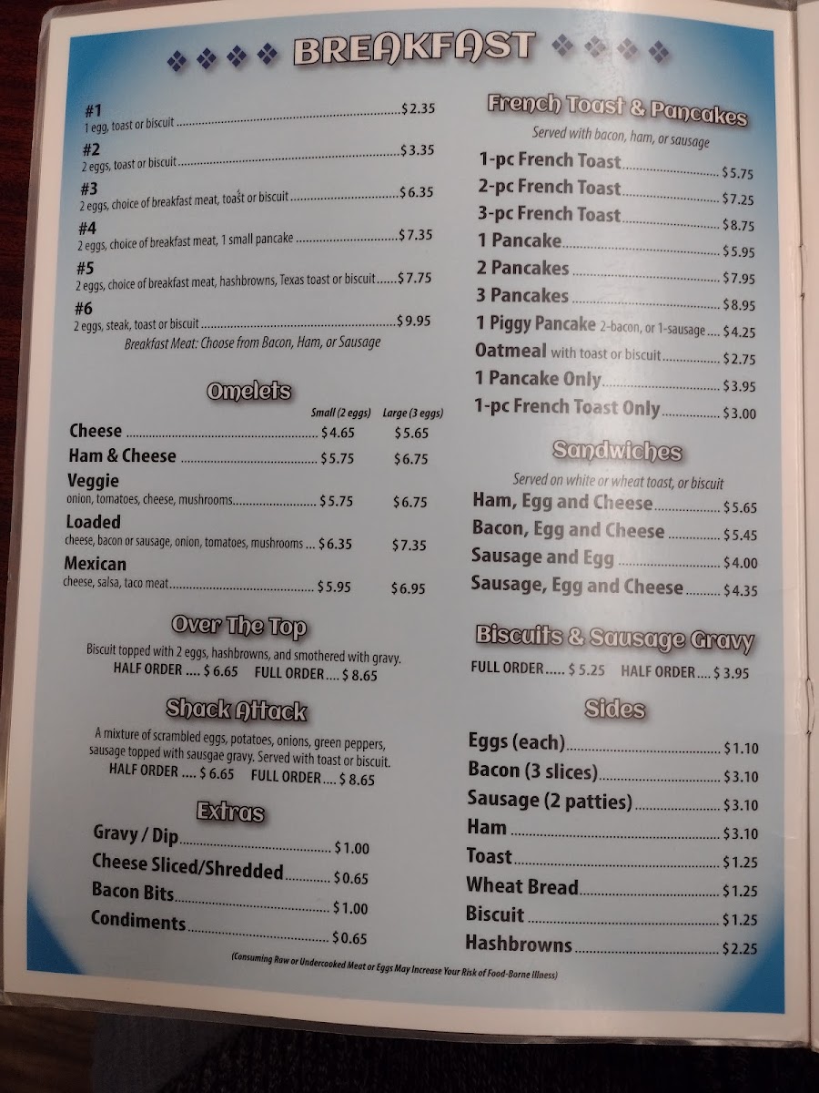 Jack's Place menu board