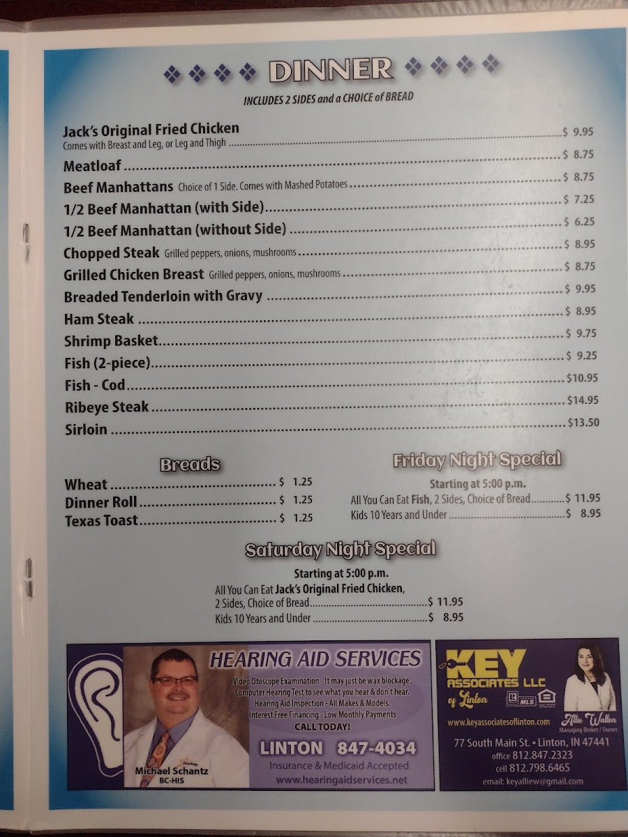 Jack's Place menu board