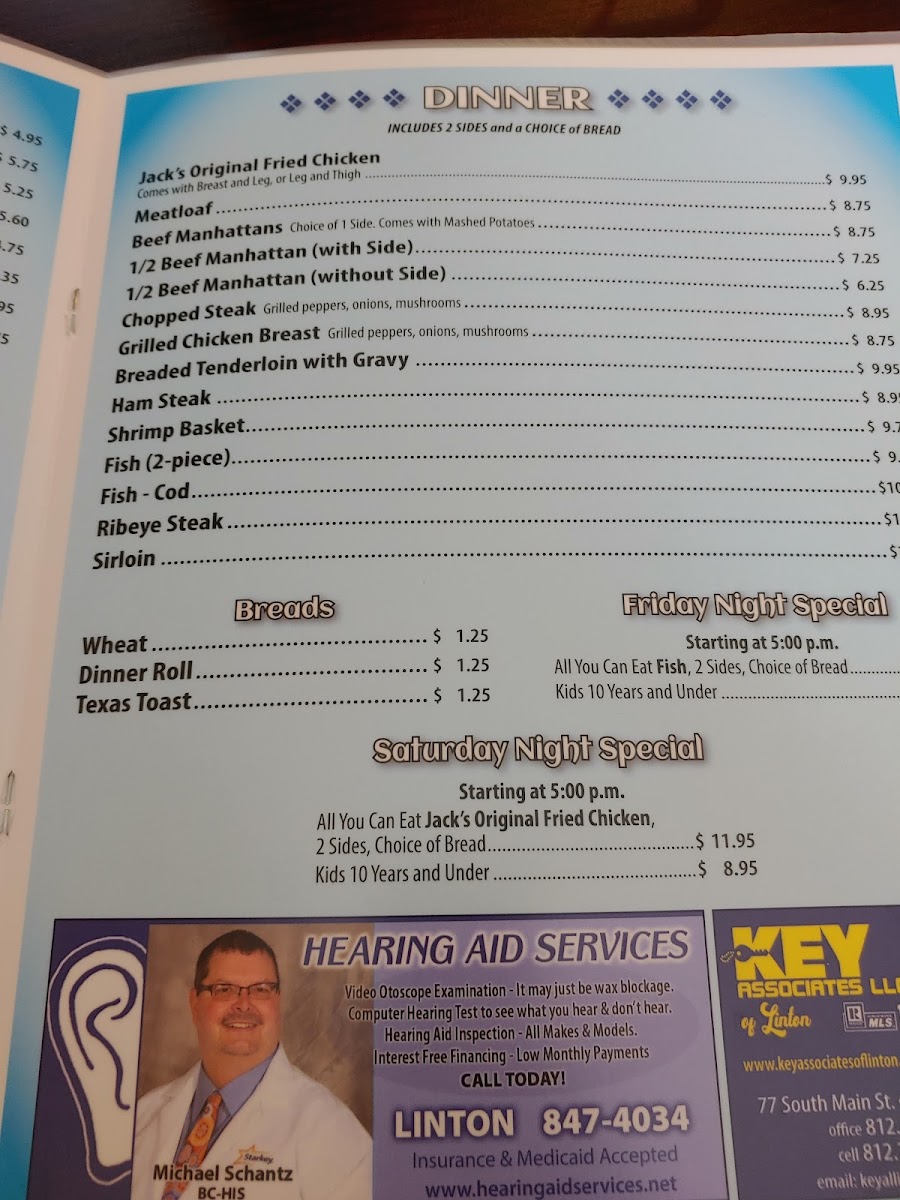 Jack's Place menu board