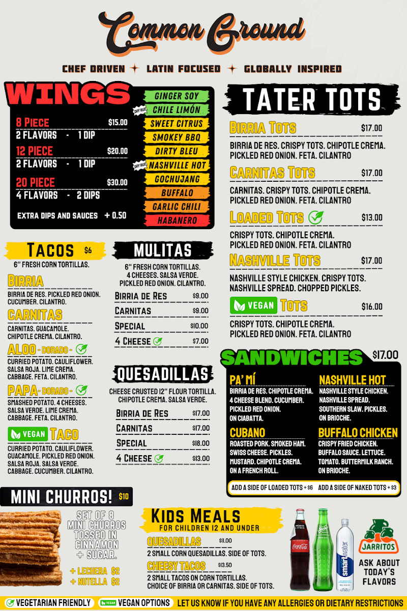 Common Ground Mobile Kitchen menu board