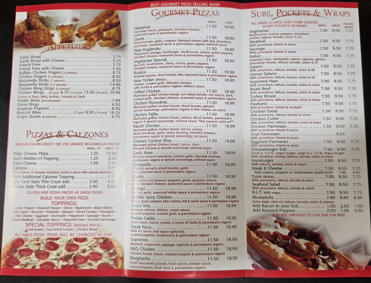 Veranda Cafe Ristorante Pizzeria menu board