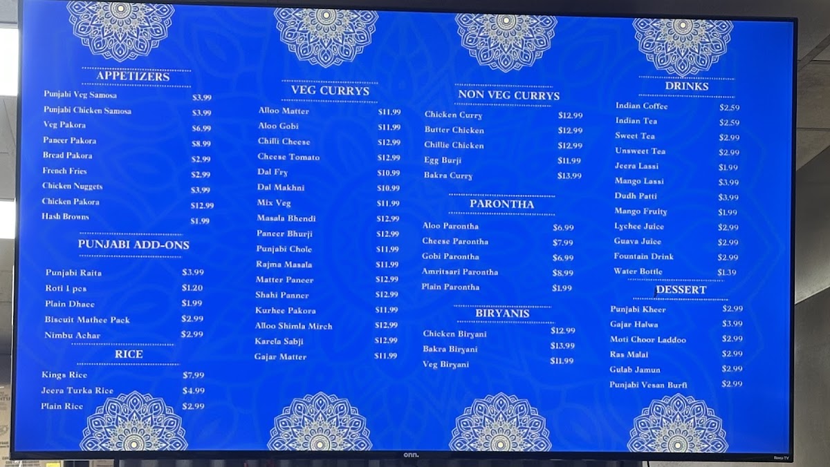 Sisters Dhaba ਭੈਣਾਂ ਦਾ ਢਾਬਾ menu board