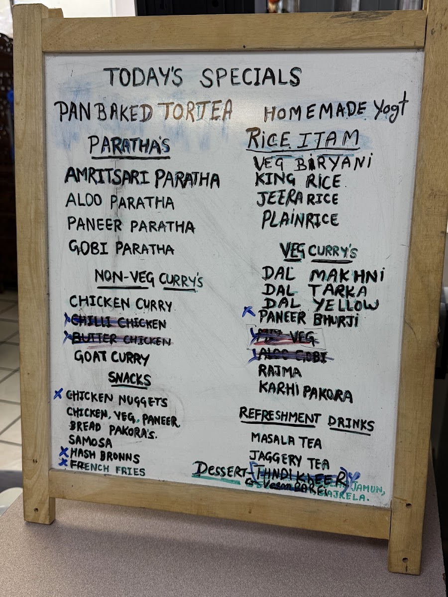 Sisters Dhaba ਭੈਣਾਂ ਦਾ ਢਾਬਾ menu board