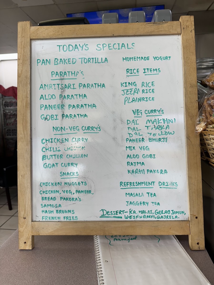 Sisters Dhaba ਭੈਣਾਂ ਦਾ ਢਾਬਾ menu board