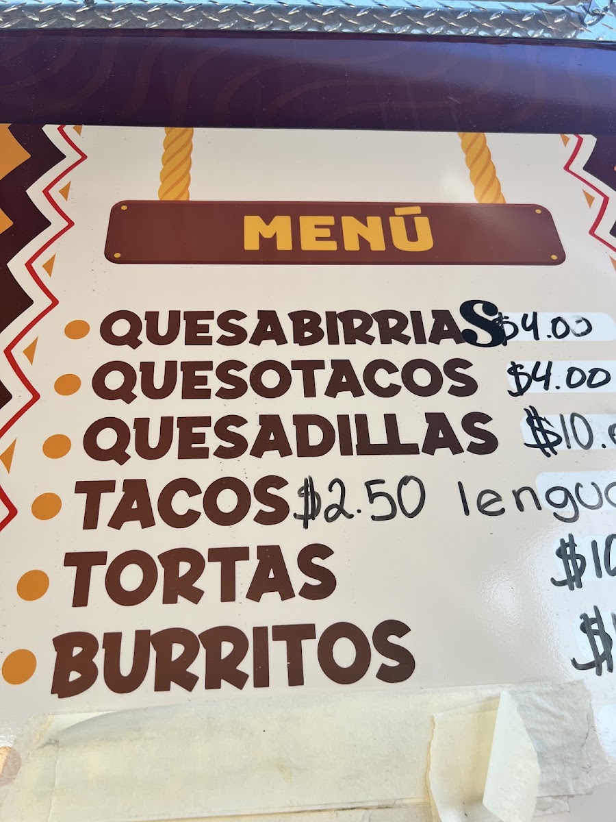 Tacos el Vitor menu board