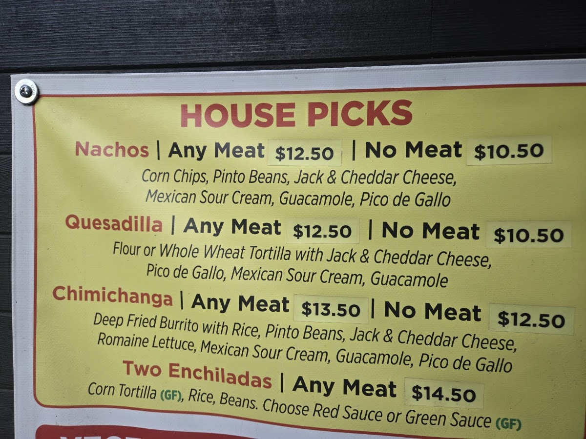 Ay Ay Ay menu board