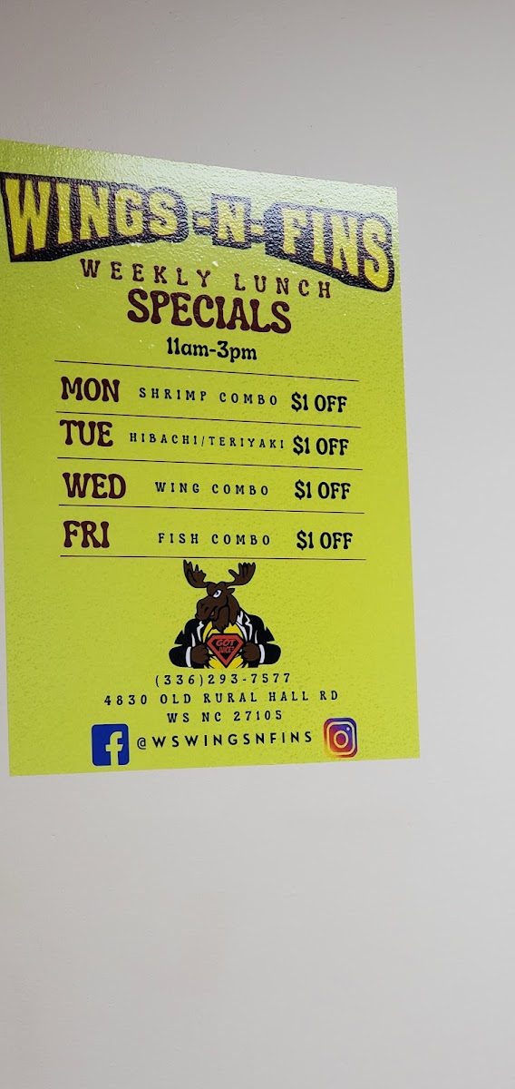 WS Wings-N-Fins menu board