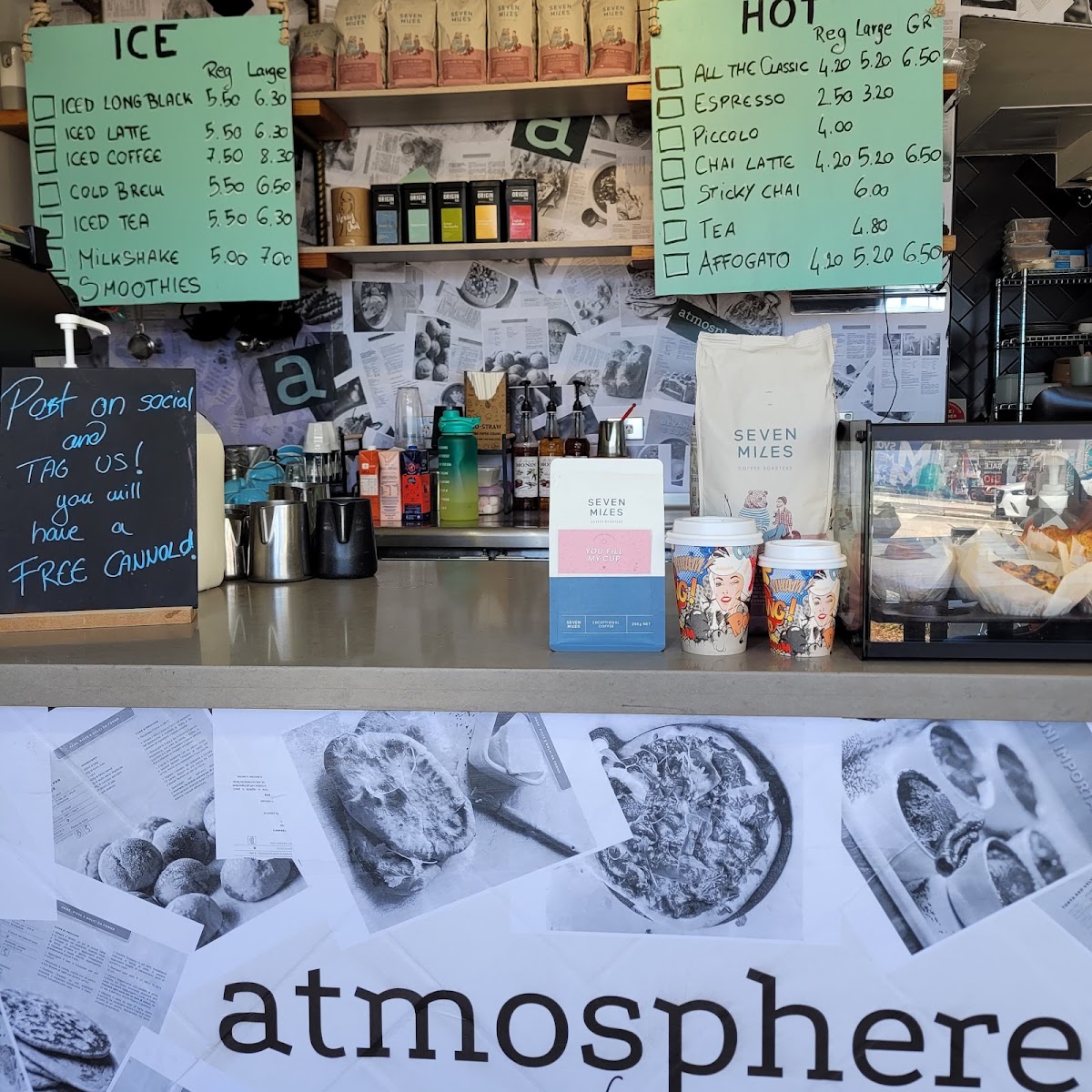 Atmosphere Cafe Pastry menu board