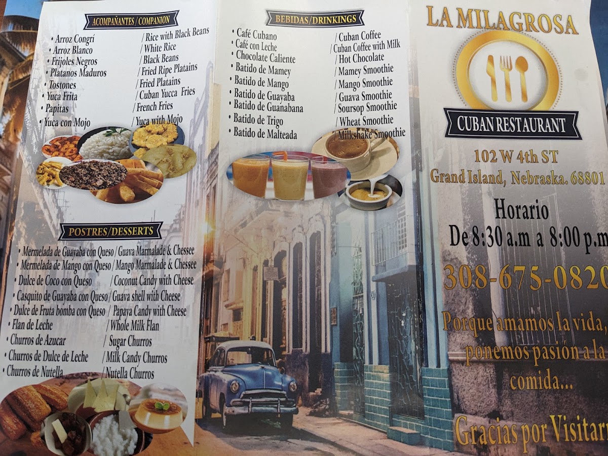 La Milagrosa menu board
