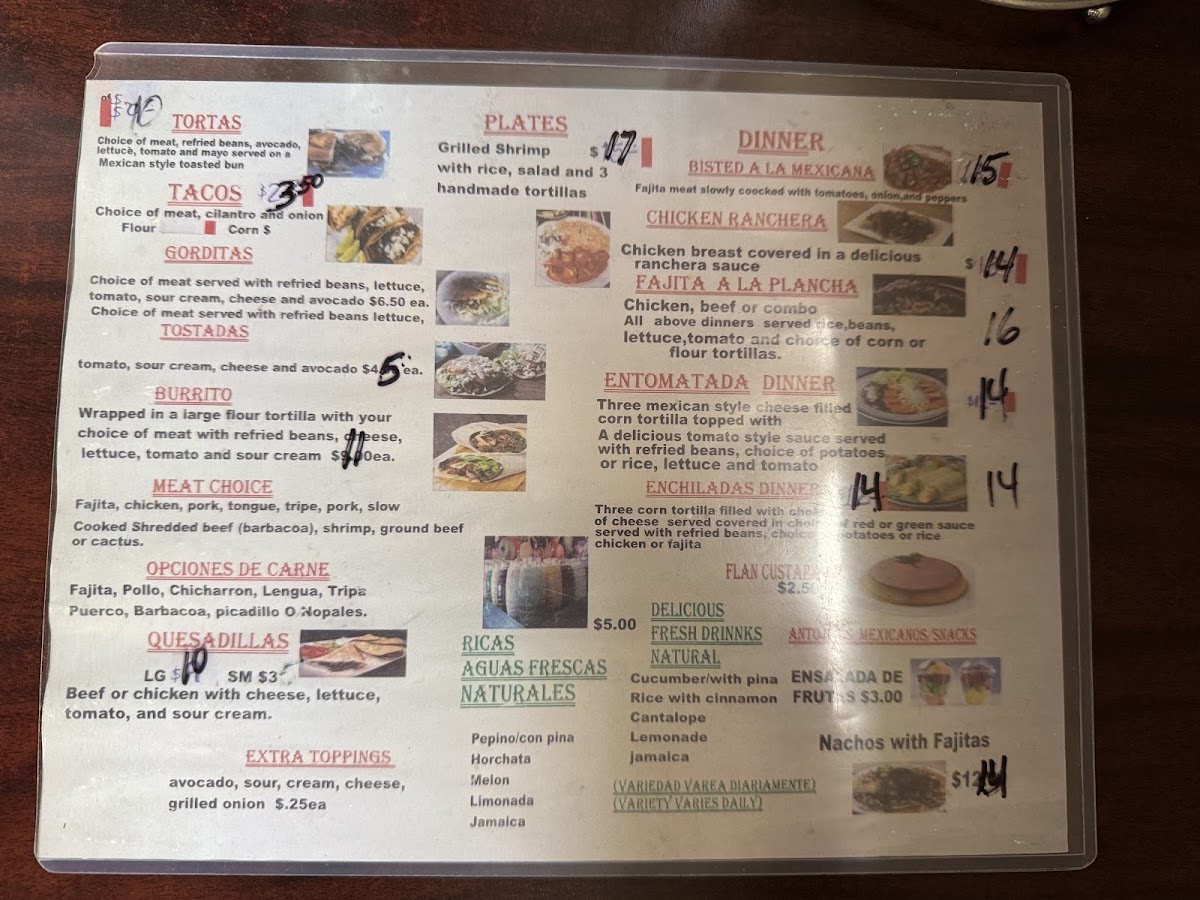 Perla's Taqueria #2 menu board
