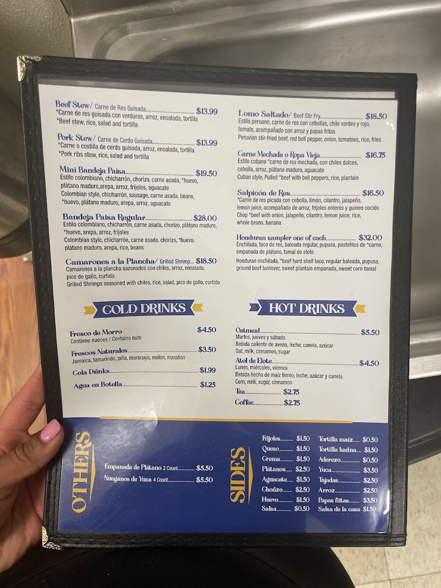 La Campirana Catracha menu board
