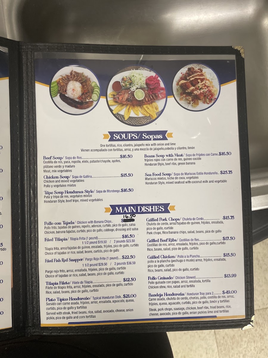 La Campirana Catracha menu board