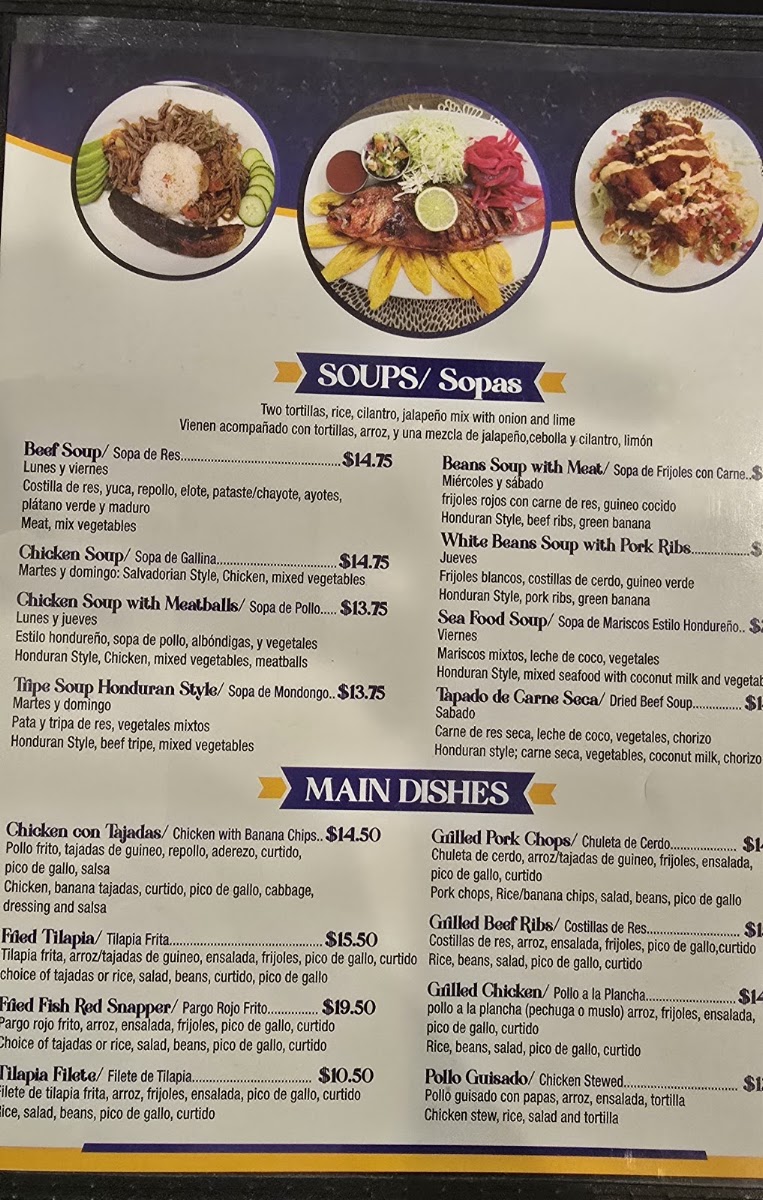 La Campirana Catracha menu board