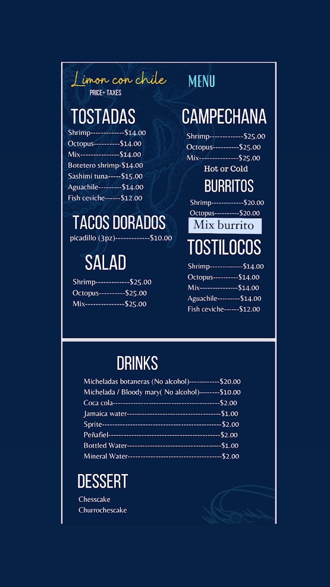Limón con chile menu board