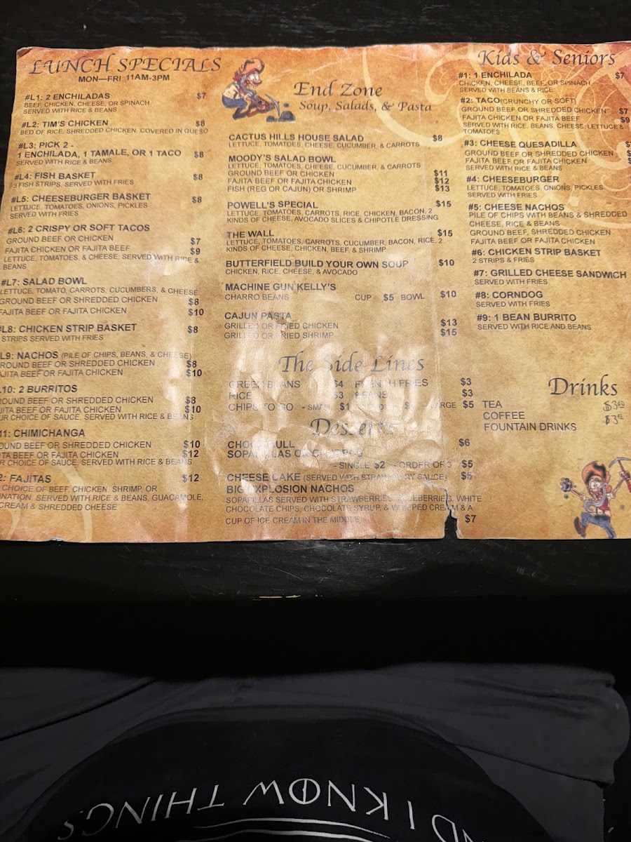 Crazy Pablo's menu board