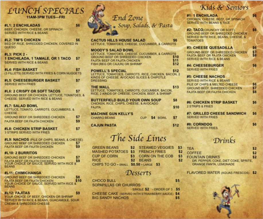 Crazy Pablo's menu board