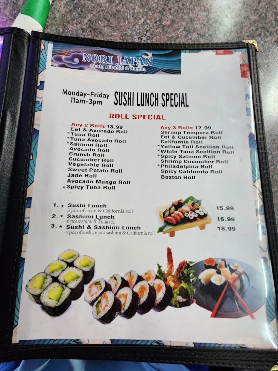 Nori Japan menu board