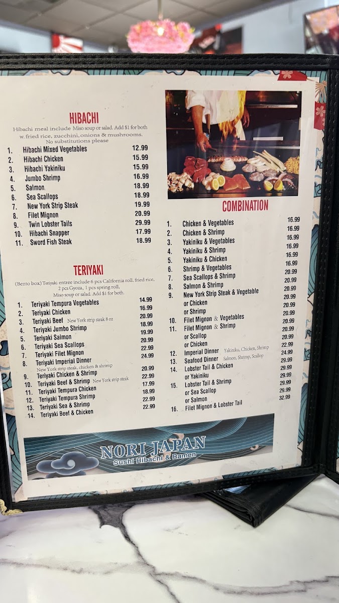 Nori Japan menu board