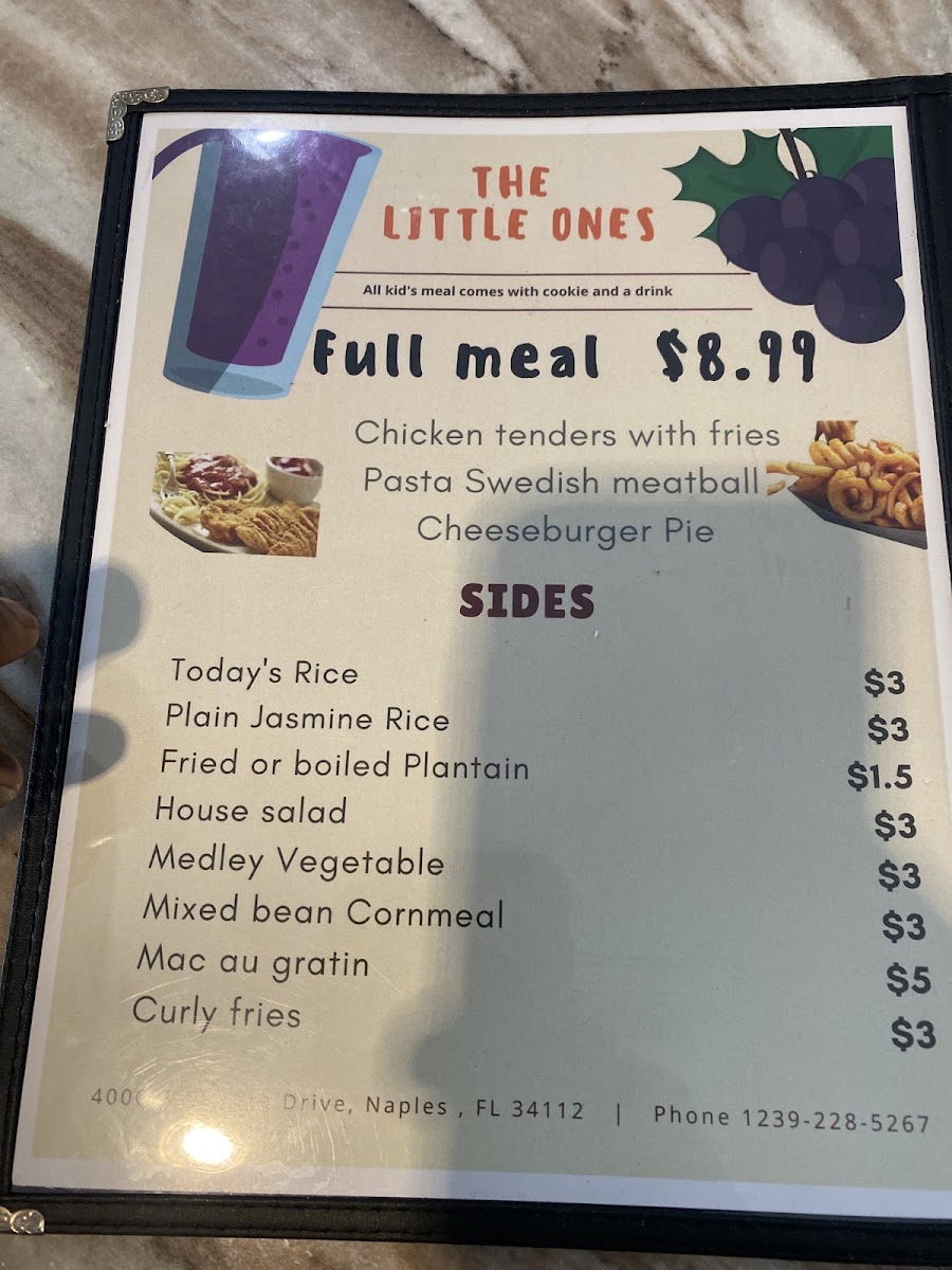 Bayshore Caribbean flavor menu board