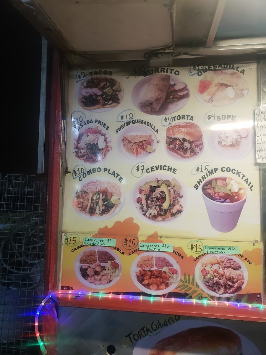Taqueria Los Volcanes menu board