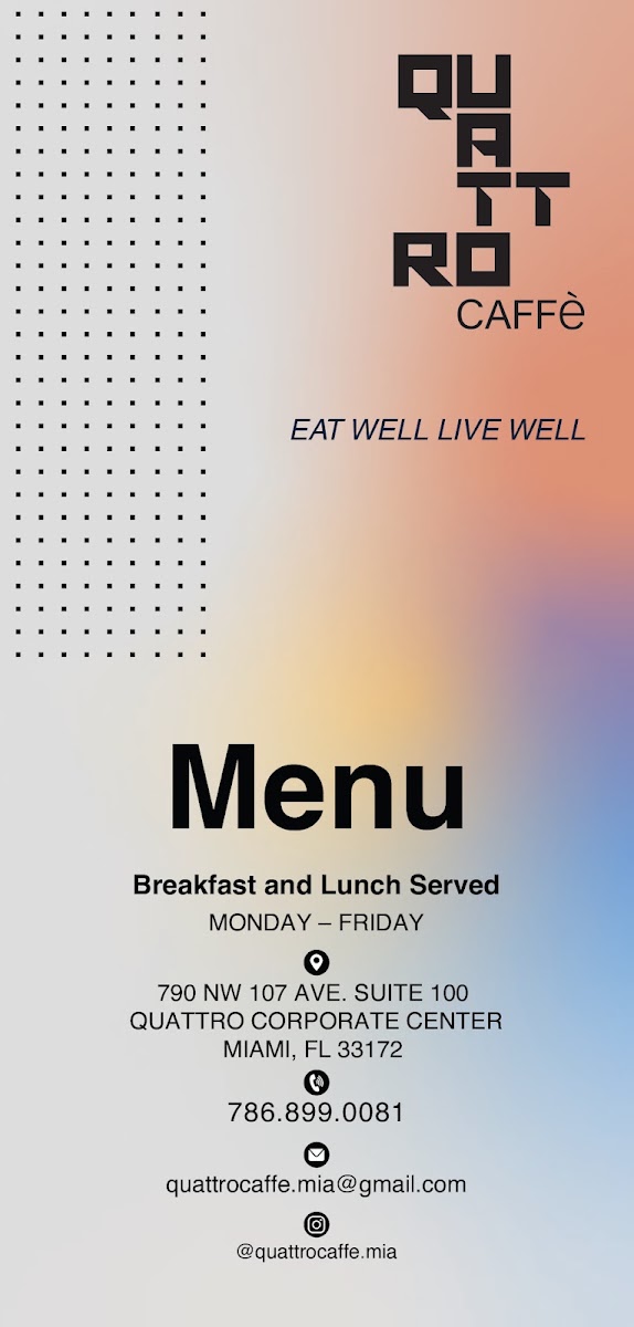 Quattro Caffe menu board