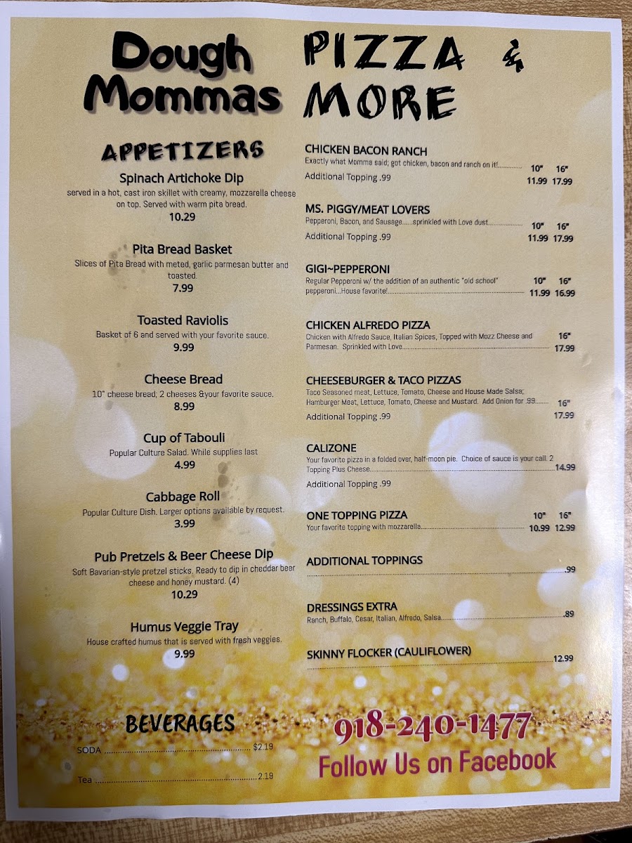 Dough Momma’s menu board