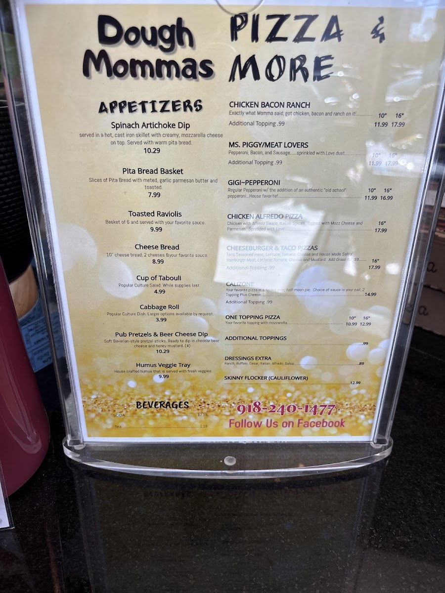 Dough Momma’s menu board