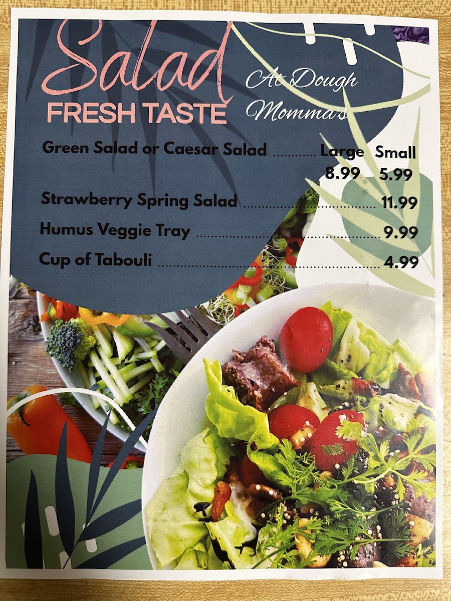 Dough Momma’s menu board